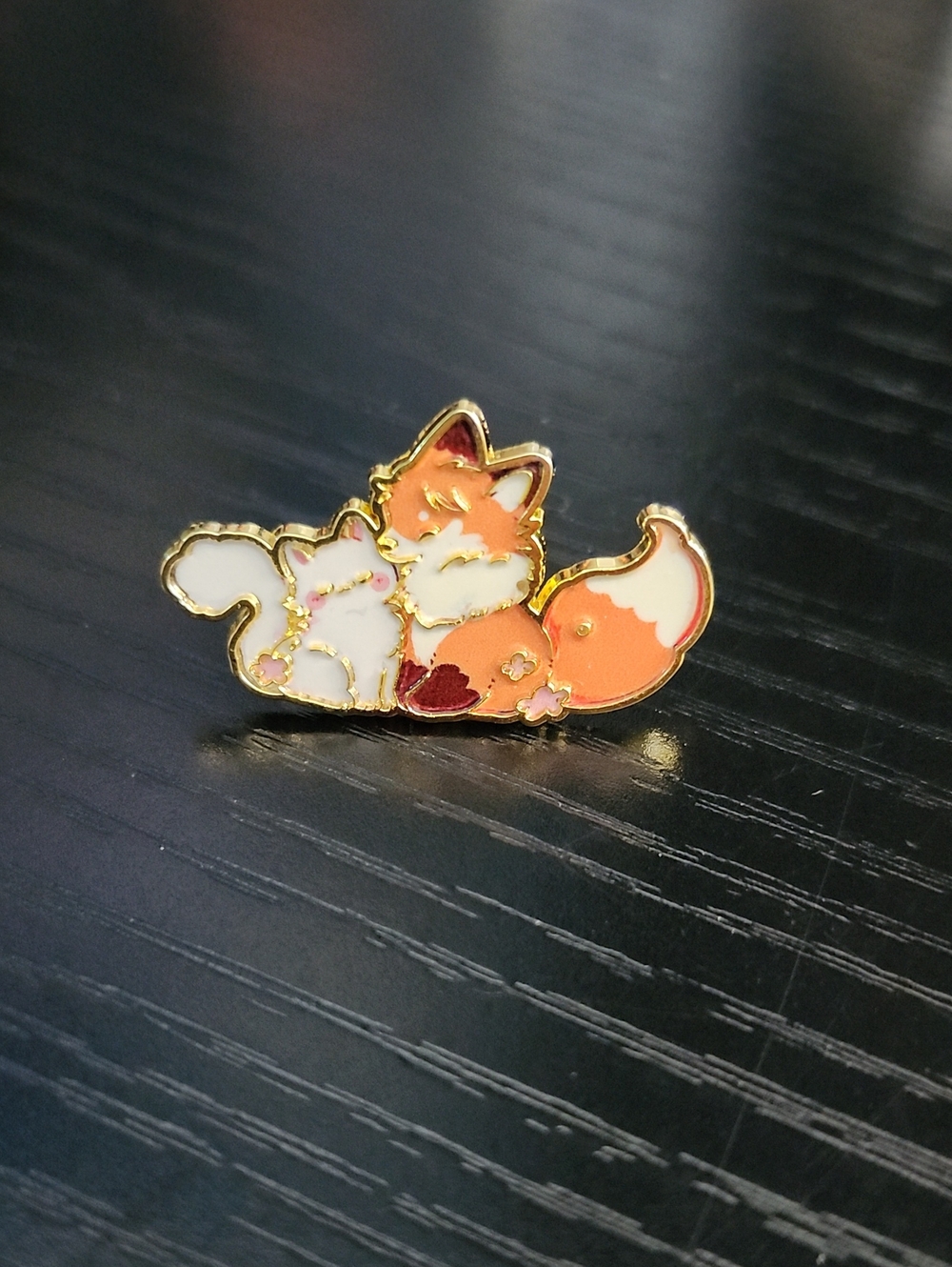 Cute Orange Fox & White Cat Enamel Pin - Pets Cat Accessory